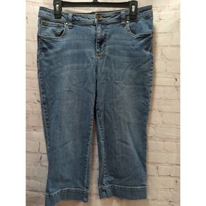 Relativity women's 10 capri blue jeans 9" rise 20.5" inseam medium wash 33 waist